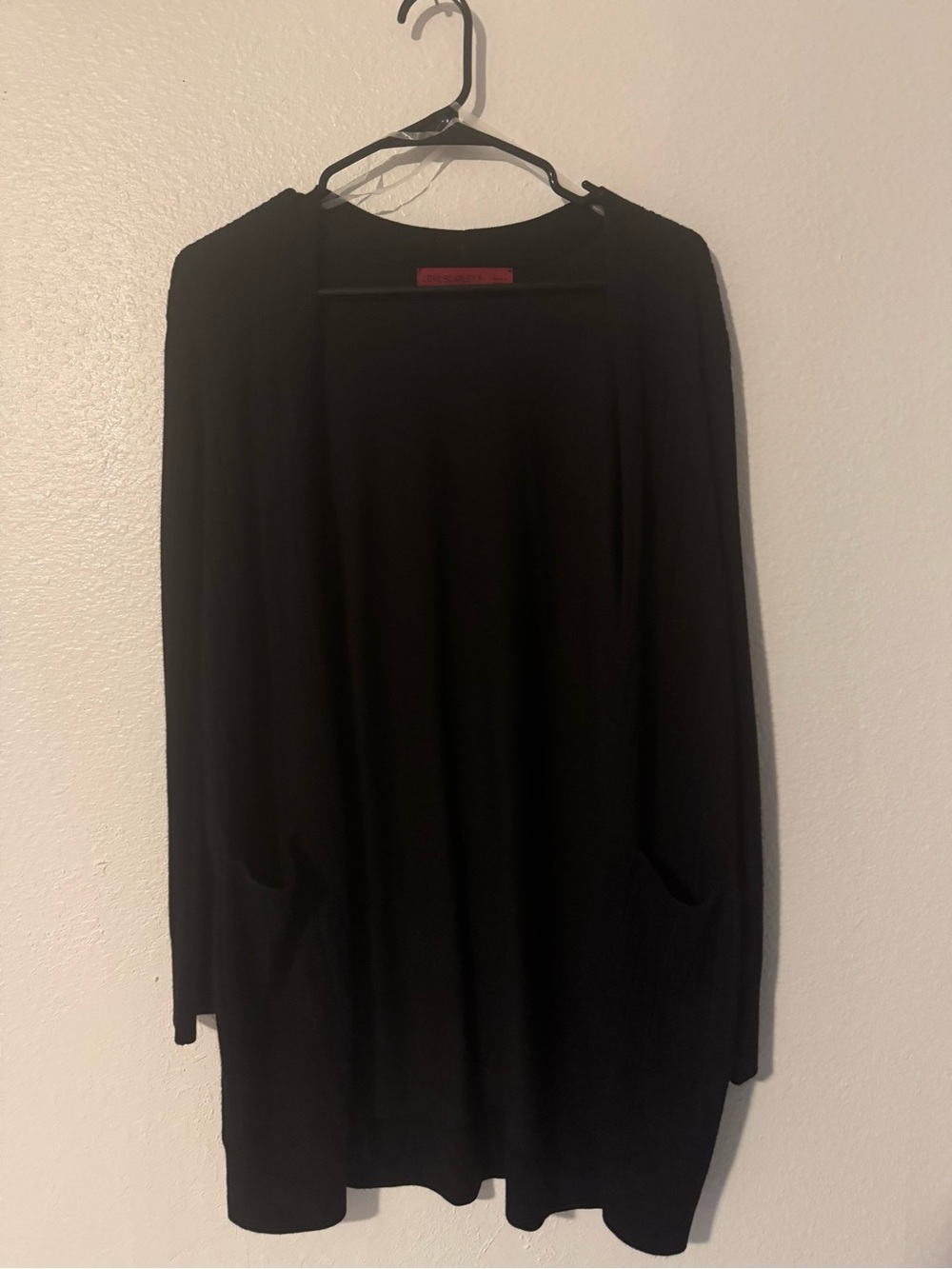Love Scarlett Ribbed Open Front Longline Cardigan Sweater Black S NWT
